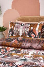 Furn Kaihalu Jungle Animal Floral Reversible Duvet Cover Set in Brown - Size: King - thumbnail 4