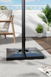 H&O Direct HDPE Square Fillable Cantilever Umbrella Stand Set in Black - thumbnail 2