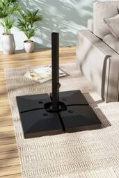 H&O Direct HDPE Square Fillable Cantilever Umbrella Stand Set in Black - thumbnail 1