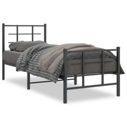 Berkfield Home Metal Bed Frame without Mattress with Footboard Black 75x190cm - Size: 75x190 cm - thumbnail 2