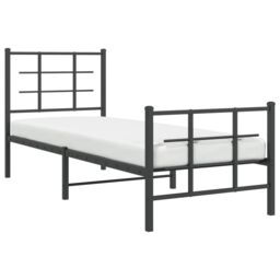 Berkfield Home Metal Bed Frame without Mattress with Footboard Black 75x190cm - Size: 75x190 cm - thumbnail 4