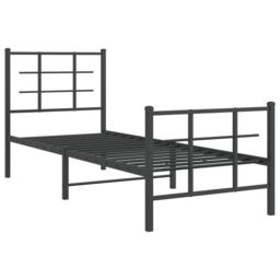 Berkfield Home Metal Bed Frame without Mattress with Footboard Black 75x190cm - Size: 75x190 cm - thumbnail 3