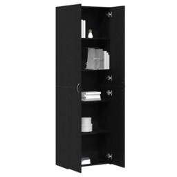 Berkfield Home Elegant Black Oak Office Cabinet 60 x 32 x 190 cm, made from engi - Size: 60 x 32 x 190 cm - thumbnail 1