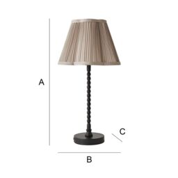ValueLights Maeve Pleated Faux Silk Scallop Shade Matte Black Bobbin Table Lamp with Bulb in Light Grey - thumbnail 8