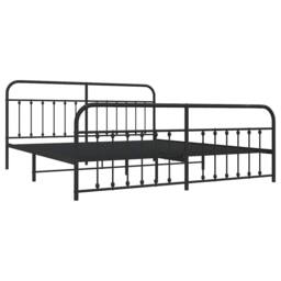 Berkfield Home Metal Bed Frame with Headboard & Footboard Black 193x203 cm - thumbnail 4