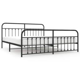 Berkfield Home Metal Bed Frame with Headboard & Footboard Black 193x203 cm - thumbnail 3