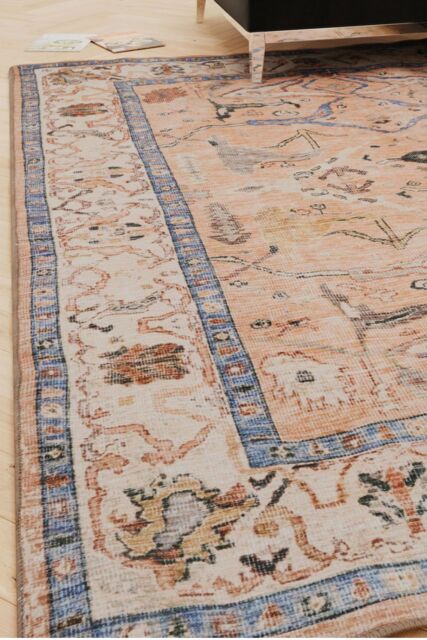 Kukoon Taupe Distressed Soft Washable & Liquid Repellent Living Room Area Rug in Peach - Size: 60 cm x 240 cm - image 1