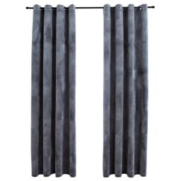 Berkfield Home Blackout Curtains with Rings 2 pcs Velvet Anthracite 140x225 cm - thumbnail 2