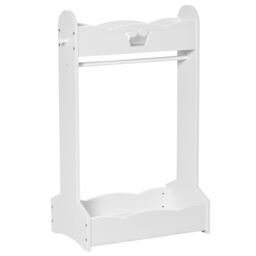 HOMCOM Kids Wood Clothes Rack Hall Tree with Storage Shelves Freestanding Wardrobe in White - thumbnail 2