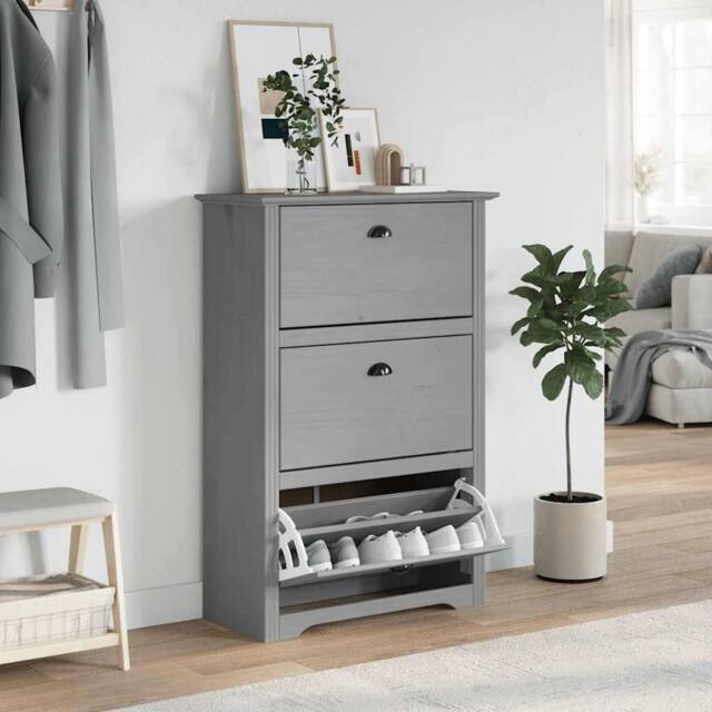 Berkfield Home Shoe Rack BODO Grey 80x35x118 cm - Size: 80 x 35 x 118 cm - image 1