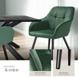 tectake Dining Chair Marilyn Per Piece - Dark Green / Black - Size: 1 Pack - thumbnail 4