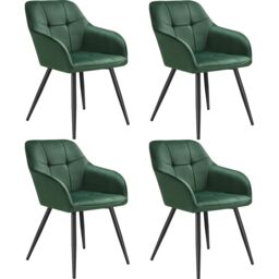 tectake Dining Chair Marilyn Per Piece - Dark Green / Black - Size: 1 Pack - thumbnail 1