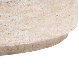Wyld and Coco Round Coffee Table Beige Travertine Effect Ceramic Top No Assembly - thumbnail 5