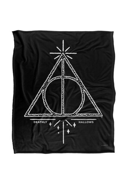 Warner Brothers Harry Potter Deathly Hallows Line Art Blanket 152 x 127 cm in White - image 1