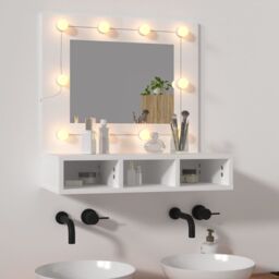 Berkfield Home Mirror Cabinet with LED White 60x31.5x62 cm - thumbnail 1