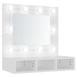 Berkfield Home Mirror Cabinet with LED White 60x31.5x62 cm - thumbnail 2