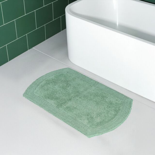 Showerdrape Ultra 100% Cotton Grey Reversible Bath Mat 800 x 500mm in Green - image 1