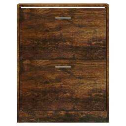 Berkfield Home Shoe Cabinet Smoked Oak 63x24x81 cm Engineered Wood in Brown - Size: 63 x 24 x 81 cm - thumbnail 4