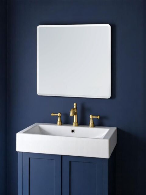 Showerdrape Trafalgar Square Frameless Bevelled Edge Bathroom Mirror 45 x 45cm in Silver - Size: Small - image 1