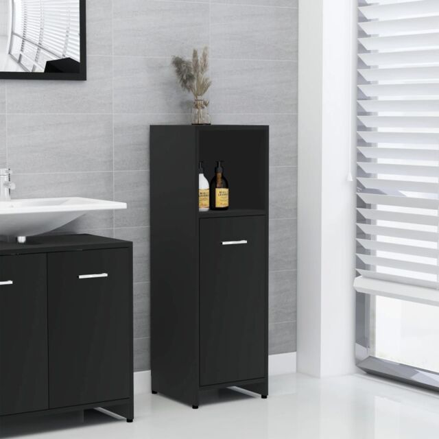 Berkfield Home Bathroom Cabinet Black 30x30x95 cm Engineered Wood - Size: 30 x 30 x 95 cm - image 1