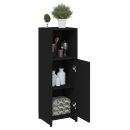 Berkfield Home Bathroom Cabinet Black 30x30x95 cm Engineered Wood - Size: 30 x 30 x 95 cm - thumbnail 4