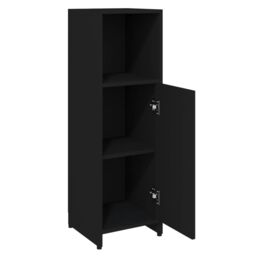 Berkfield Home Bathroom Cabinet Black 30x30x95 cm Engineered Wood - Size: 30 x 30 x 95 cm - thumbnail 5