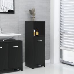 Berkfield Home Bathroom Cabinet Black 30x30x95 cm Engineered Wood - Size: 30 x 30 x 95 cm - thumbnail 1