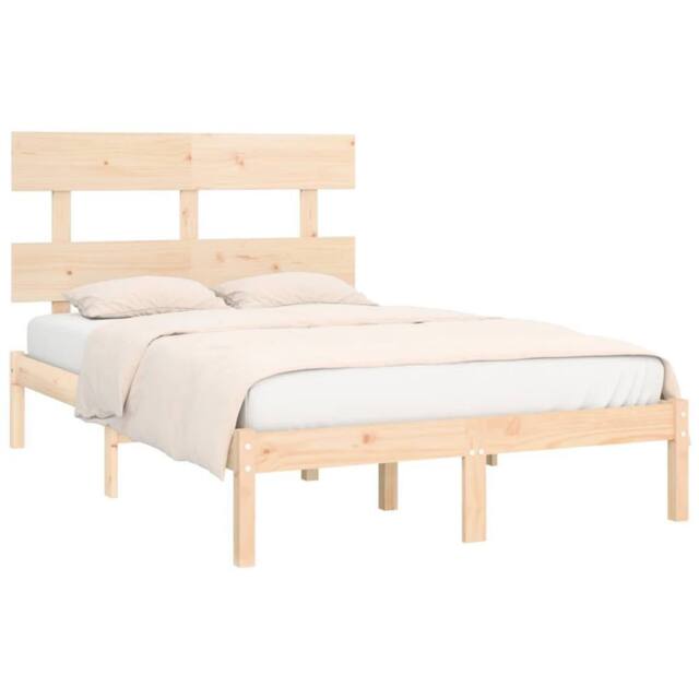 Berkfield Home Beautiful Bed Frame Solid Wood 150x200 cm King Size in Natural - image 1