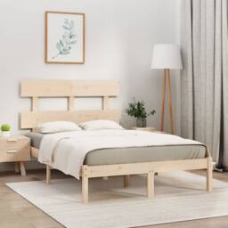 Berkfield Home Beautiful Bed Frame Solid Wood 150x200 cm King Size in Natural - thumbnail 2