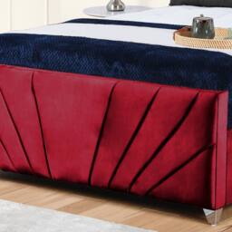 UK Bed Furniture Sunrise Slatted Base Upholstered Bed with 48 Inch Headboard in Maroon - Size: Small Double - thumbnail 3