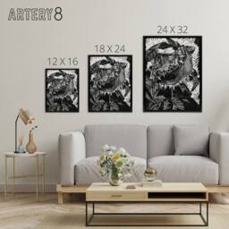 "Artery8 Sunflower Stylised Flower Bloom Reijer Stolk Framed Canvas Wall Art in Black - Size: W12"" x H16""" - thumbnail 4