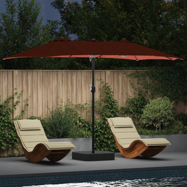 Berkfield Home Garden Parasol Folding Terracotta 385 x 209 x 244 cm Fabric - image 1
