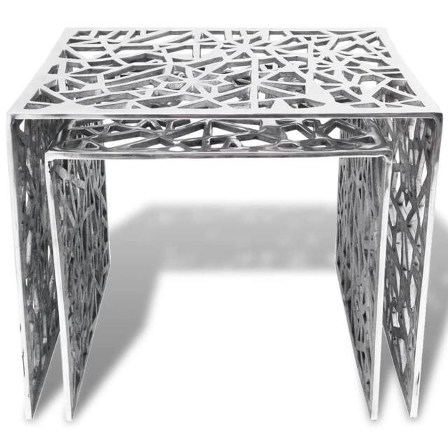 Berkfield Home Two Piece Side Tables Square Aluminium Silver - image 1