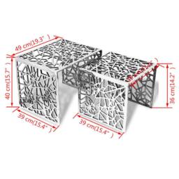 Berkfield Home Two Piece Side Tables Square Aluminium Silver - thumbnail 4