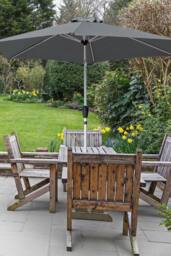 Glamhaus Dark Grey Garden Table Tilting Parasol Crank Waterproof Umbrella 2.7M - thumbnail 6