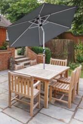 Glamhaus Dark Grey Garden Table Tilting Parasol Crank Waterproof Umbrella 2.7M - thumbnail 5