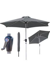 Glamhaus Dark Grey Garden Table Tilting Parasol Crank Waterproof Umbrella 2.7M - thumbnail 1