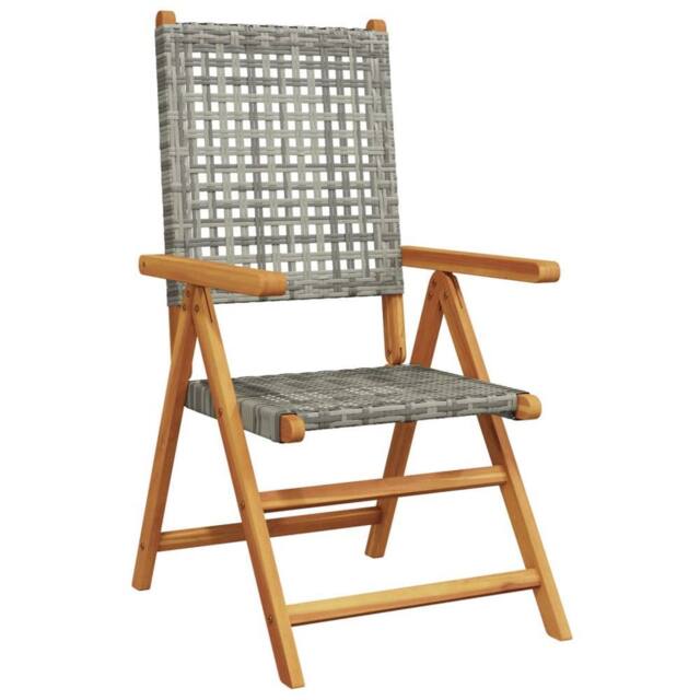 Berkfield Home Reclining Garden Chairs 6 pcs Grey Poly Rattan & Solid Wood - image 1