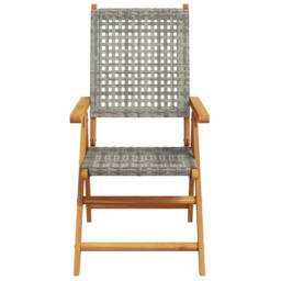 Berkfield Home Reclining Garden Chairs 6 pcs Grey Poly Rattan & Solid Wood - thumbnail 4