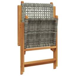 Berkfield Home Reclining Garden Chairs 6 pcs Grey Poly Rattan & Solid Wood - thumbnail 7