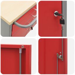 Berkfield Home Tool Cabinet with Wheels & Lockable Red 75x45x85 cm Steel - Size: 75 x 45 x 85 cm - thumbnail 8