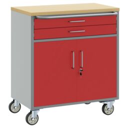 Berkfield Home Tool Cabinet with Wheels & Lockable Red 75x45x85 cm Steel - Size: 75 x 45 x 85 cm - thumbnail 2