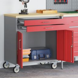 Berkfield Home Tool Cabinet with Wheels & Lockable Red 75x45x85 cm Steel - Size: 75 x 45 x 85 cm