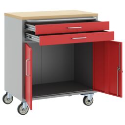 Berkfield Home Tool Cabinet with Wheels & Lockable Red 75x45x85 cm Steel - Size: 75 x 45 x 85 cm - thumbnail 4