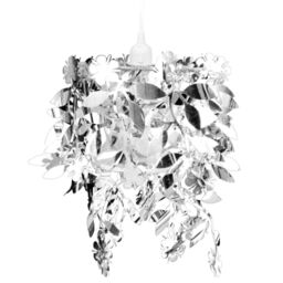 Berkfield Home Leaves Paillette Pendant Chandelier Lamp 21, 5 x 30 cm Silver - thumbnail 2