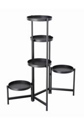 Living and Home 5-Tier Rotating Plant Stand Display Shelf Flower Rack Holder in Black - thumbnail 3