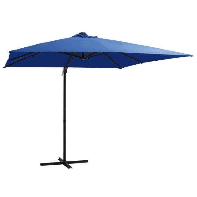 Berkfield Home Cantilever Umbrella with LED lights & Steel Pole 250x250 cm Azure Blue - image 1