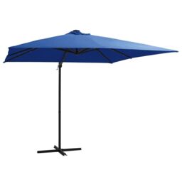 Berkfield Home Cantilever Umbrella with LED lights & Steel Pole 250x250 cm Azure Blue - thumbnail 1
