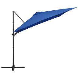 Berkfield Home Cantilever Umbrella with LED lights & Steel Pole 250x250 cm Azure Blue - thumbnail 4