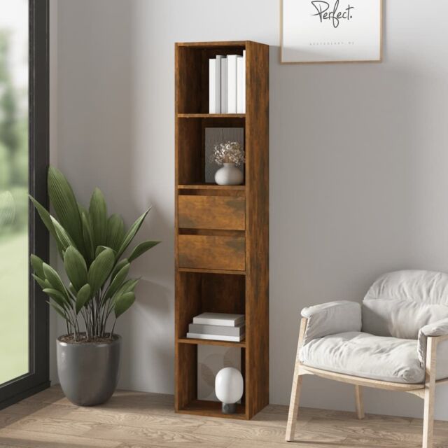 Berkfield Home Book Cabinet Smoked Oak 36x30x171 cm Engineered Wood in Brown - Size: 36 x 30 x 171 cm - image 1